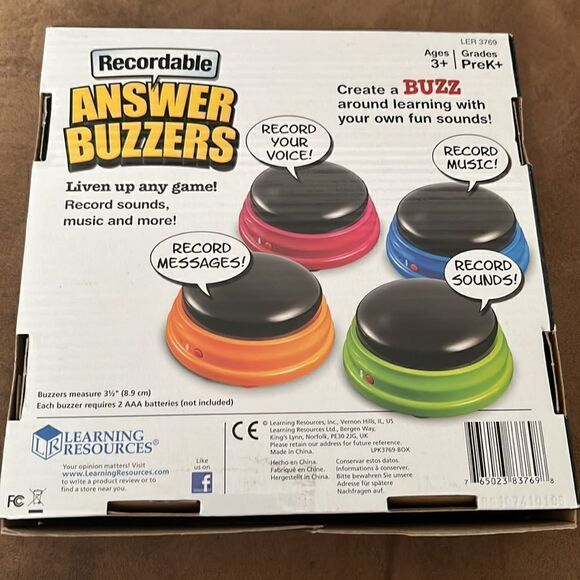 Recordable Answer Buzzers for Classrooms- Teacher supplies- Colorful Set of 4 - Picture 7 of 10